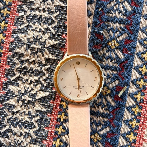 Kate Spade Light Pink Genuine Leather Scalloped Watch with Gold Details main image 4